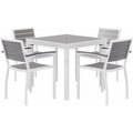 Kfi KFI 5 Piece Outdoor Dining Set, Gray w/ White Frame OL5601WHGY-4-T35SQWHGY